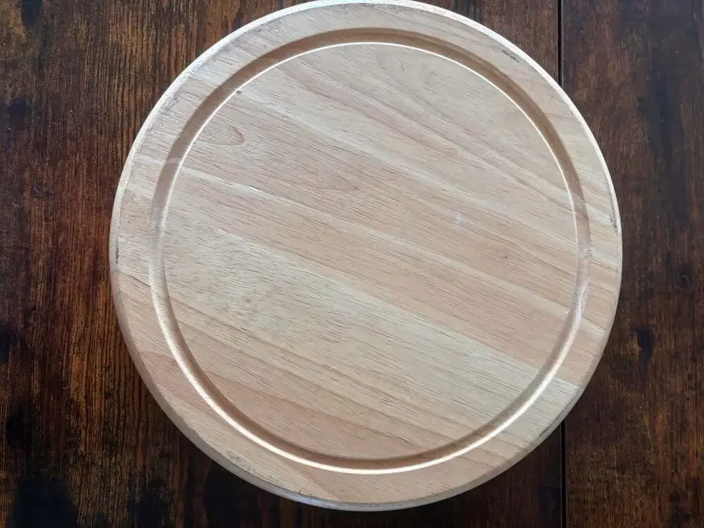 Round Wooden Swivel Cutting Board and Cheese Knife Set